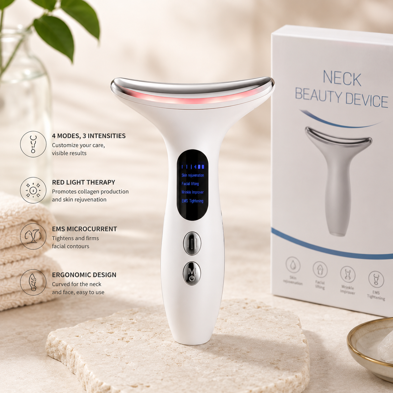 Masajeador facial y de cuello LED
